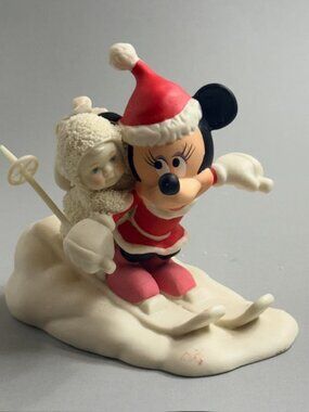 Vintage Snowbabies Department 56 Christmas Figurine Disney Minnie Deliveries Ski